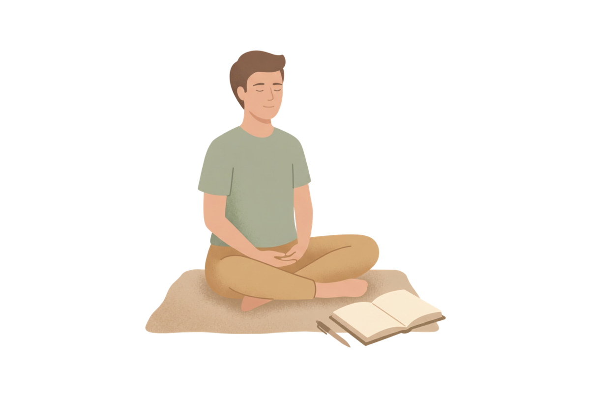 Illustration: a calm moment after meditating